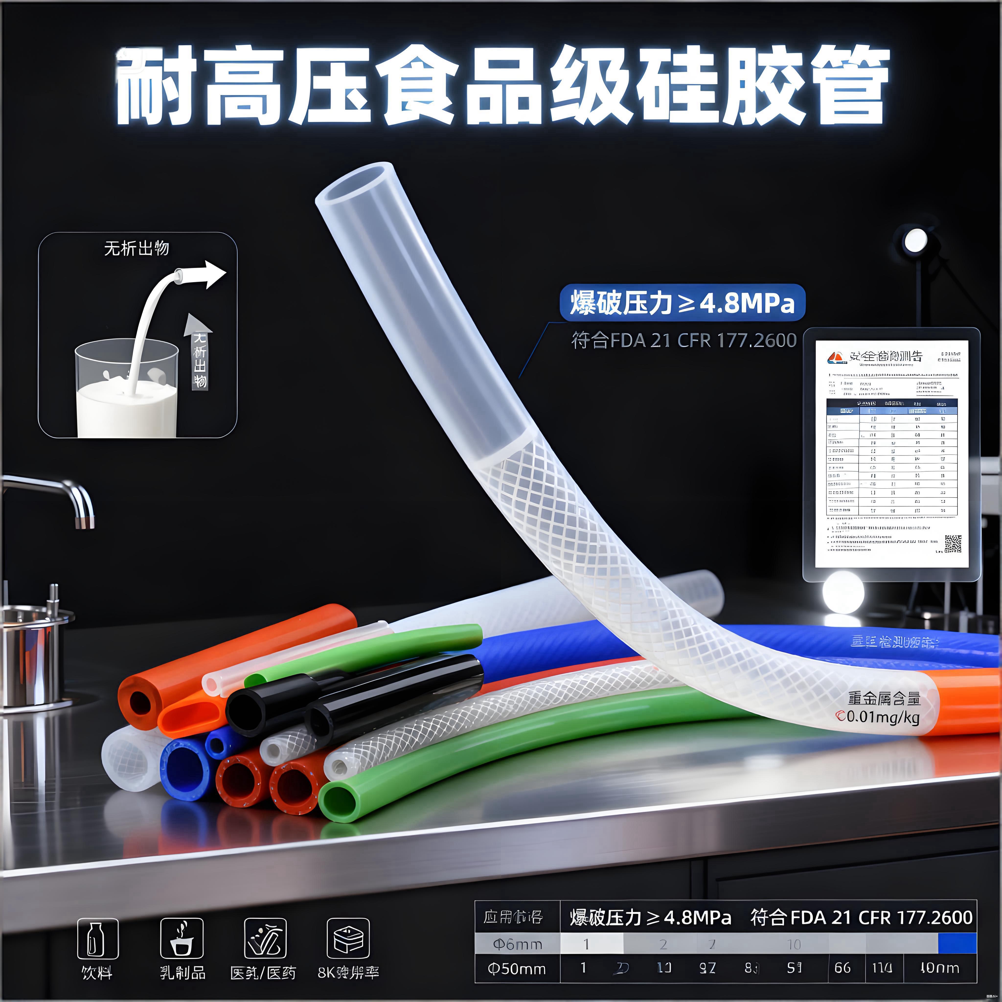 耐高压食品级硅胶管